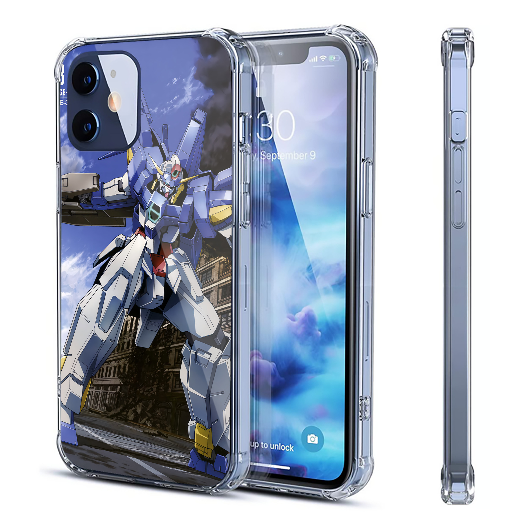 （画像用） 機動戦士ガンダム Mobile Suit Gundam 【iPhone 12シリーズ対応】透明スマホケース（クリアソフトケース）